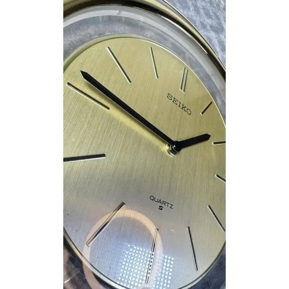 Vintage Seiko Quartz Pendulum Wall Clock Gold and Clear - Tested, Works Great!